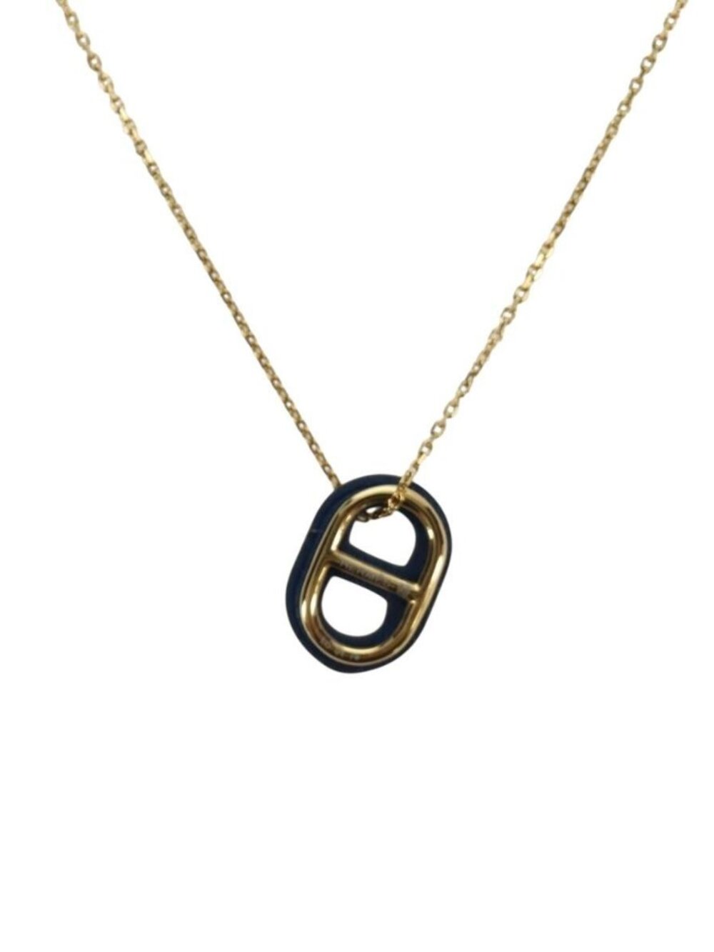HERMES Au Maiyon Chaine d'Ancre Necklace metal Gold Auth LNZ841M